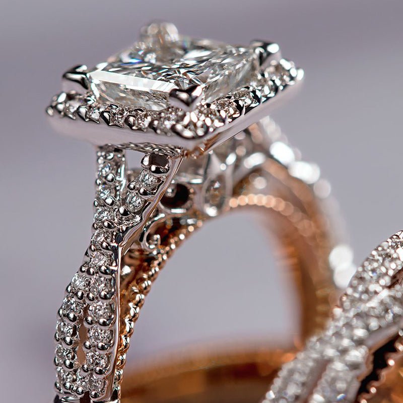 MAC175 Rose Gold Sparkling Zircon Luxury Engagement Ring