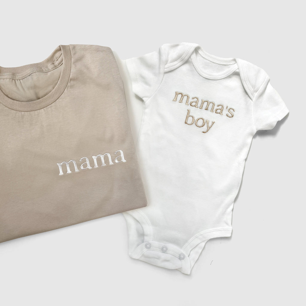 Mama & Mama’s Boy Matching Shirts | Embroidered Mother Son Outfits