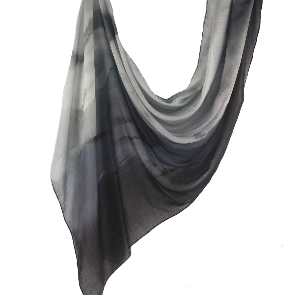Marble Print Chiffon Hijab | Black & White Tie-Dye(MH227)