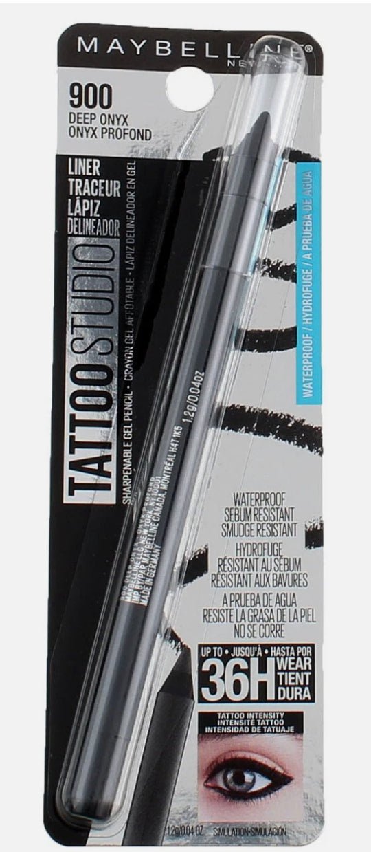 Maybelline TattooStudio Sharpenable Gel Pencil Eyeliner, 900 Deep Onyx, 0.04 oz