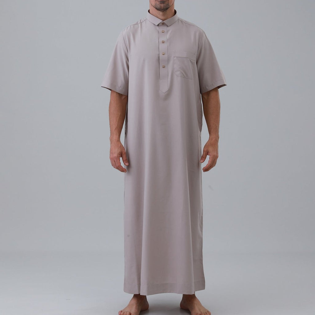 Men's Solid Color Thobe with Button Placket (MT038)