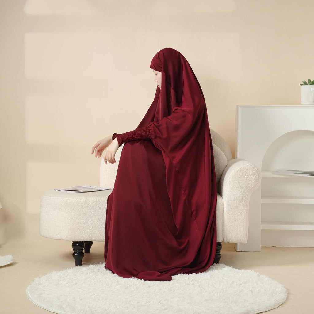 MJ006 Scrunchie Cuff Satin Fabric 1-piece Jilbab