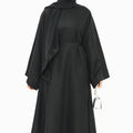 Modest Elegant Dress 3D Textured Printer with Flared Sleeves(MOA210)
