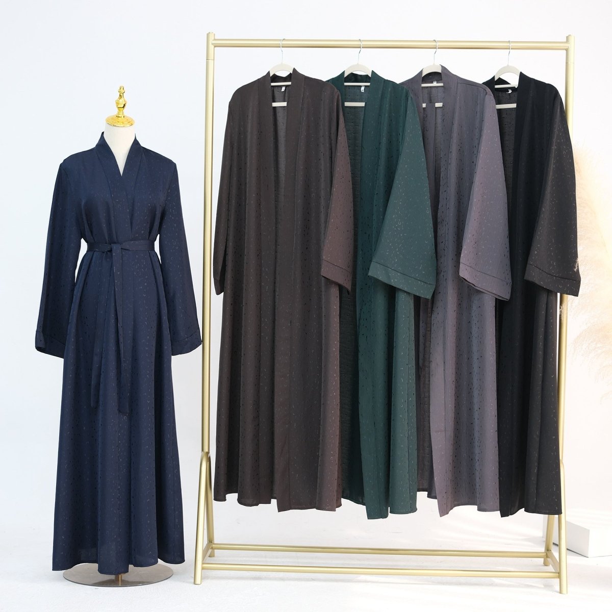 Modest Elegant Dress 3D Textured Printer with Flared Sleeves(MOA210)