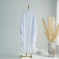 Soft Solid Color Muslim Hijabs with Flowy Cape Design |  Double-Layer Ruffle-Edged Big Swing Headscarf (MK023)