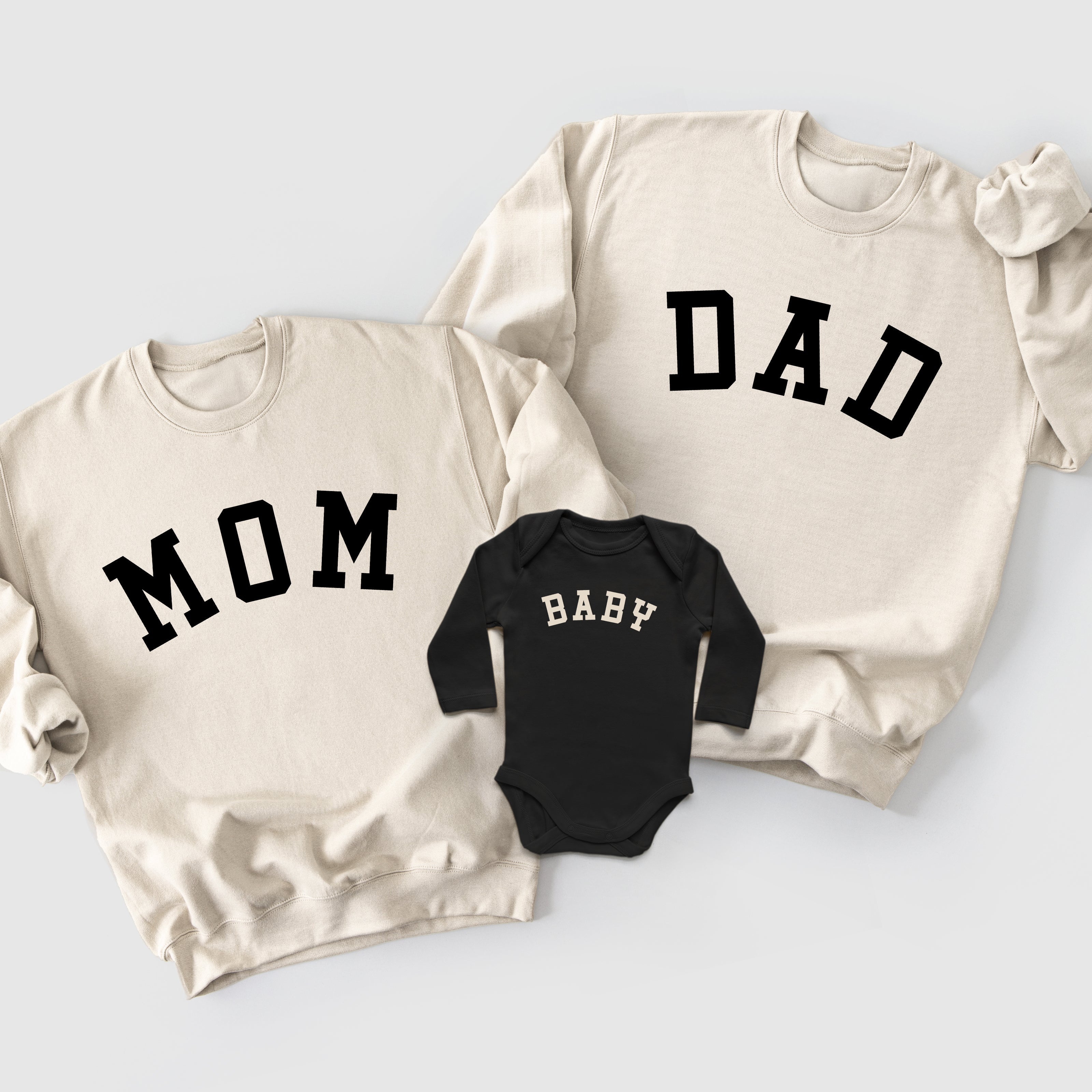 Mom, Dad and Baby Neutral Family Matching Sweatshirts