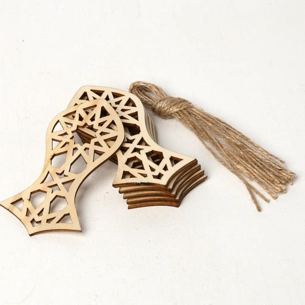MR022 10 Pcs Ramadan Wooden Hang Tags Pendant, Ramadan Decoration