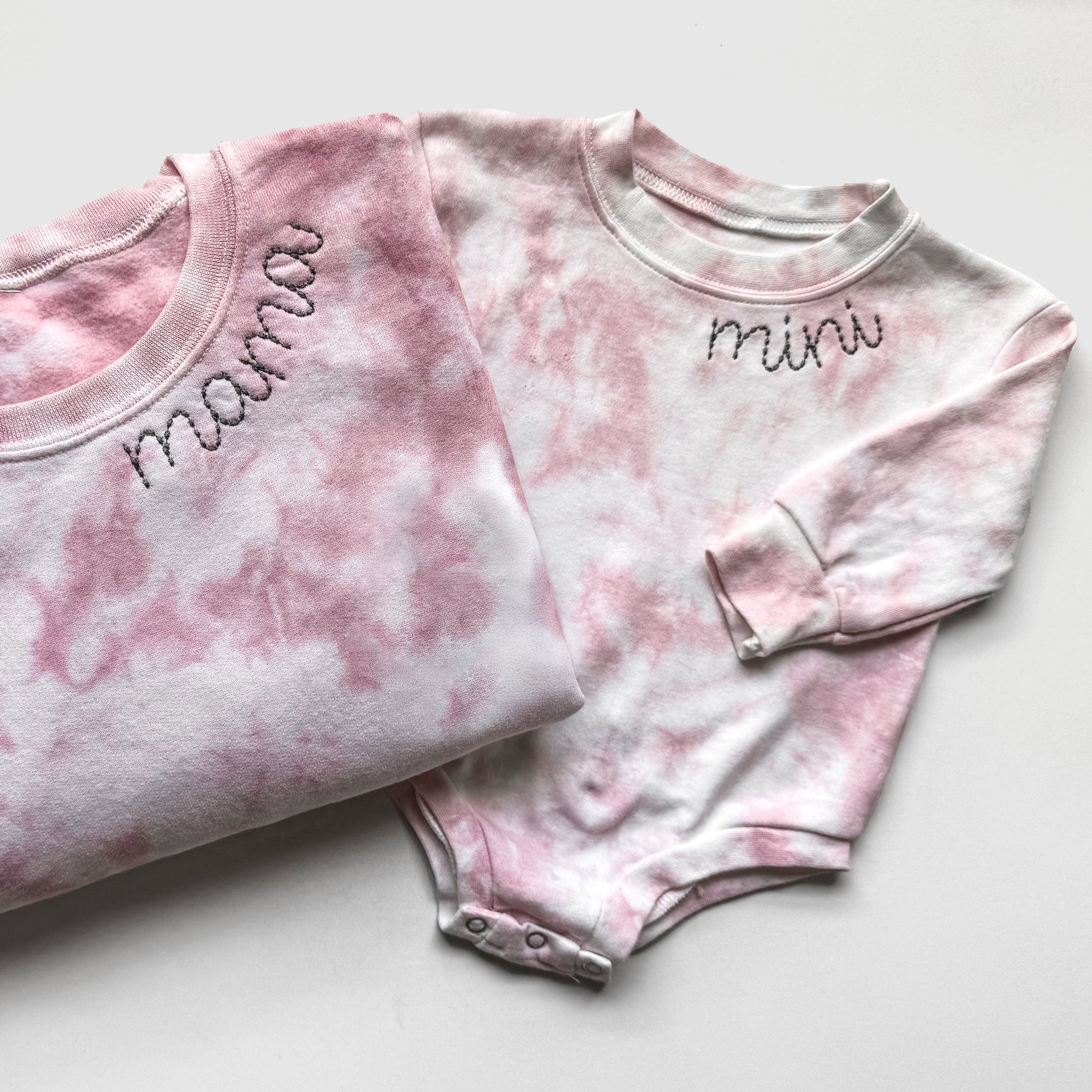 Custom Neckline Embroidered Matching Tie Dye Sweatshirts
