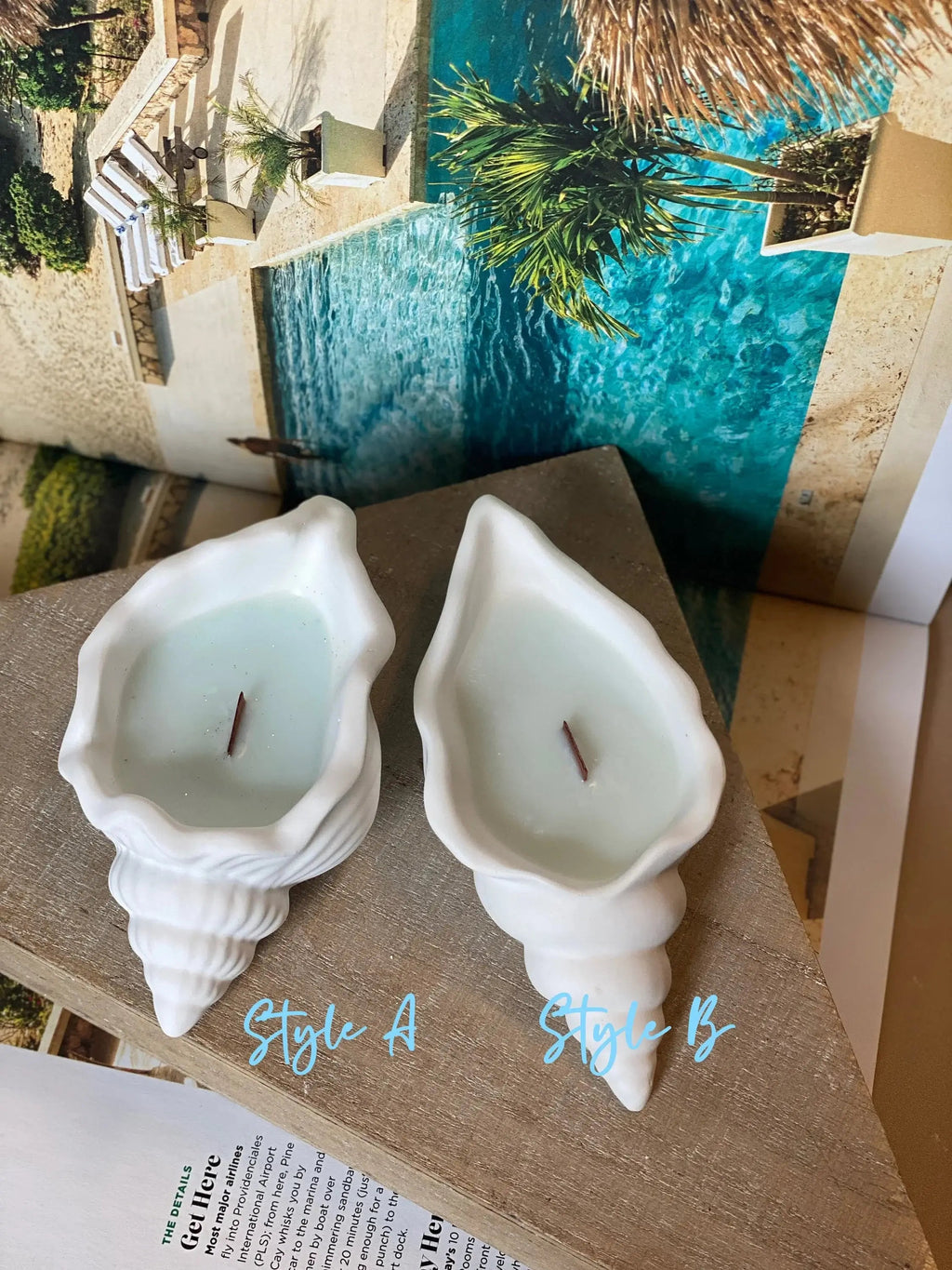 Ocean's Whisper Sea Shell Candle — Jesmonite Vessel, Coastal Soy Wax