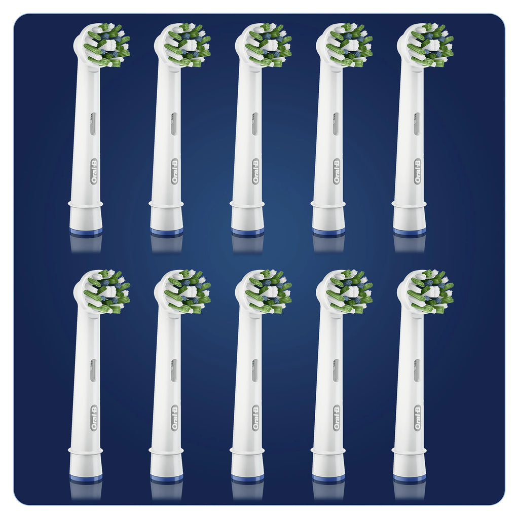 Oral-B CrossAction CleanMaximiser Brush Heads, 10-Pack, White – Made in Germany
