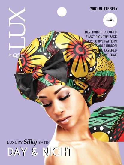 Qfitt Lux Silk Day & Night Cap XL Afro, Butterfly