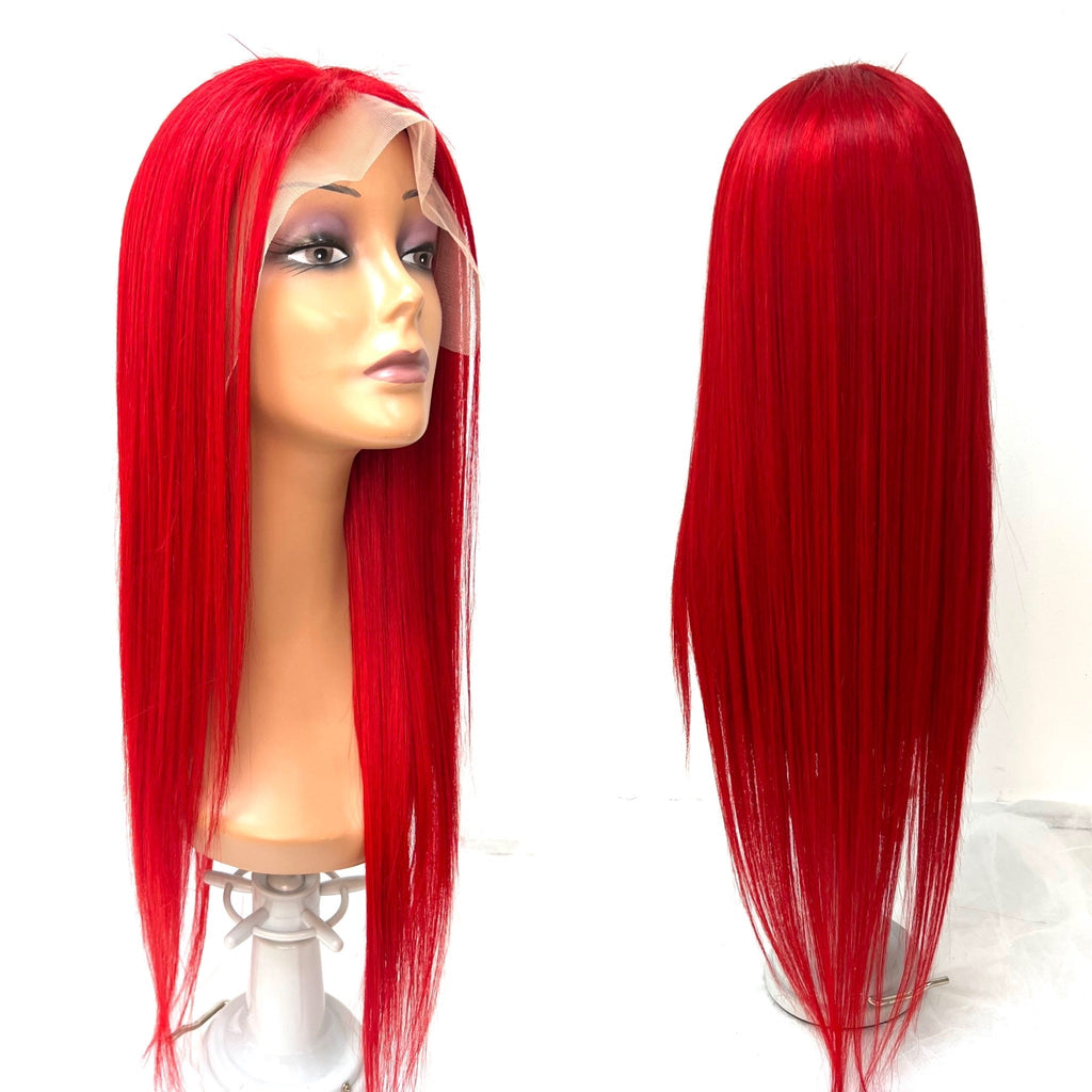 Rio Straight Human Hair Lace Front Wig, Burgundy, 26 in