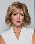 Raquel Welch Sheer Luxury Collection, Waves and Raves Chin-Length Bob Wig with Feather Lite Fiber Luxlite Cap Ll, Average, SS12/22 SS Cappuccino