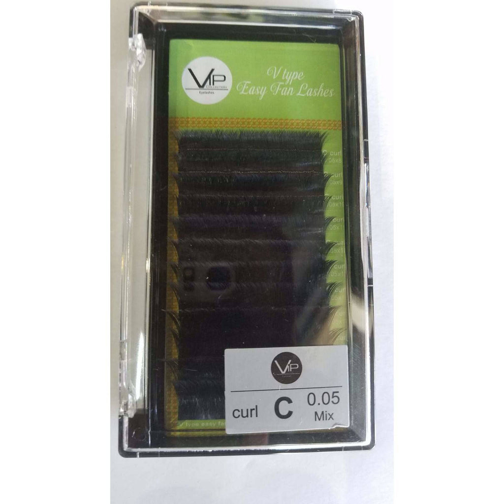 VIP Extensions V Type Easy Fan Lash Extensions 0.05 C Curl 12 Lines, 8 mm