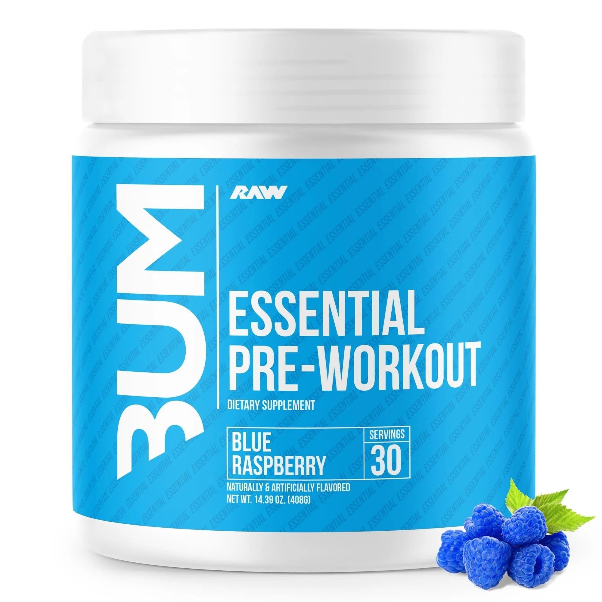 RAW Nutrition Essential Pre-Workout, Blue Raspberry – 30 Servings