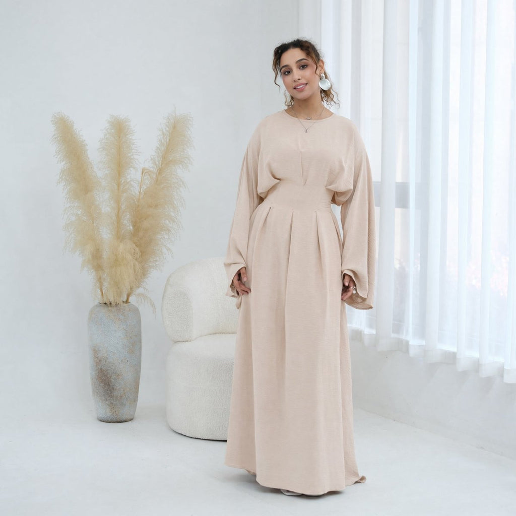 Pleated Batwing Sleeve Maxi Dress(MS453)