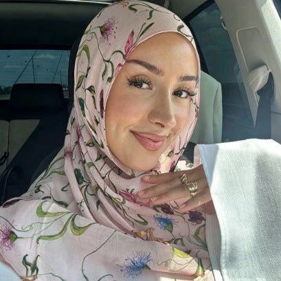 Poly-Cotton Floral Print Hijab Scarf(MH233)