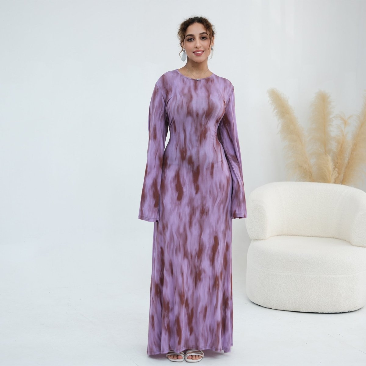 Print Stretch Maxi Dress(MS429)