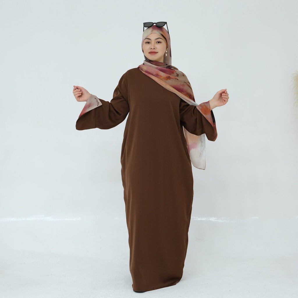 Printed Cuff Nida Abaya & Hijab Set | Relaxed Pocket Maxi Dress Abaya (MA360)