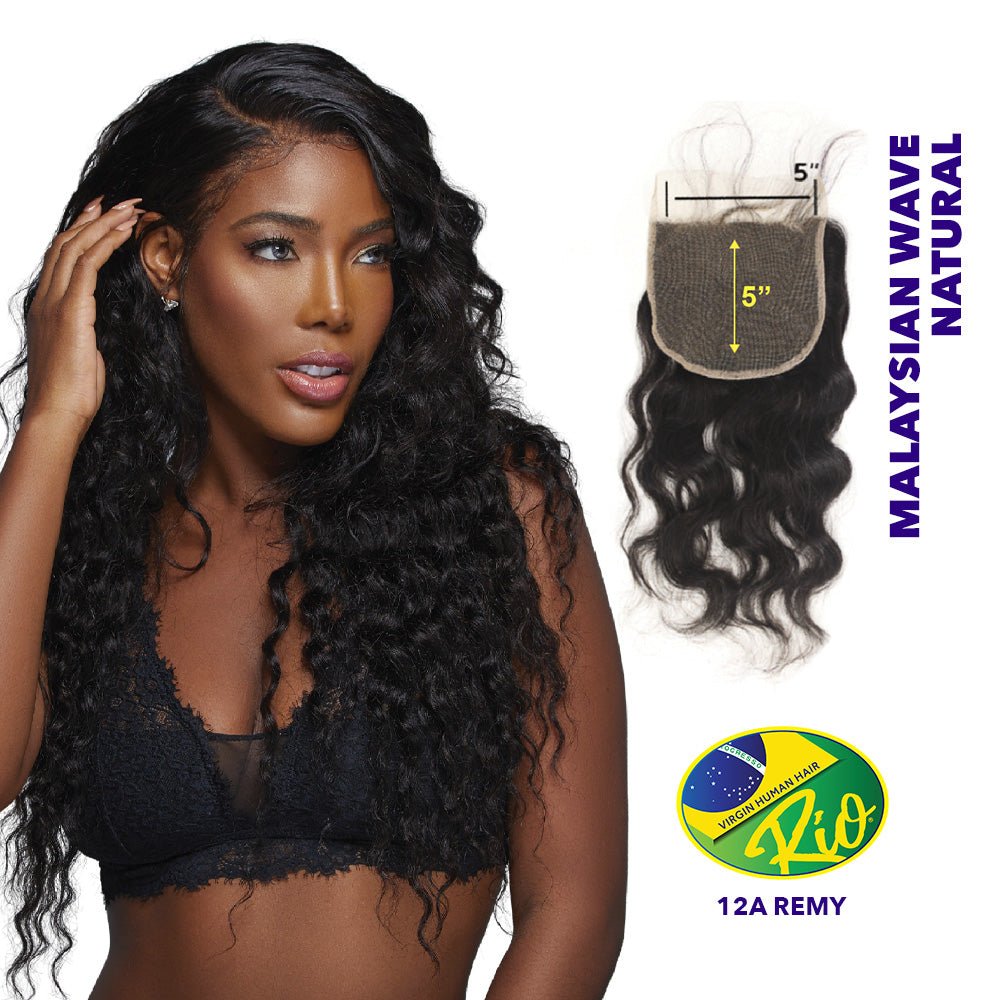 RIO 100% Virgin Remy Malaysian Wave Human Hair Closure, 18 in