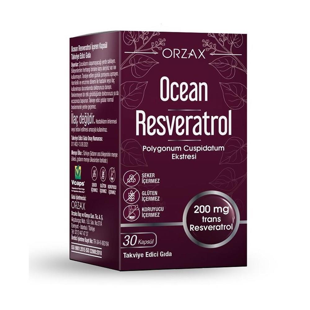 Ocean Resveratrol 200 mg - Antioxidant Dietary Supplement for Cardiovascular Health & Anti-Aging, 30 Capsules