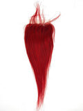 RIO Human Hair 4x4 Straight Closure, Red, 14"