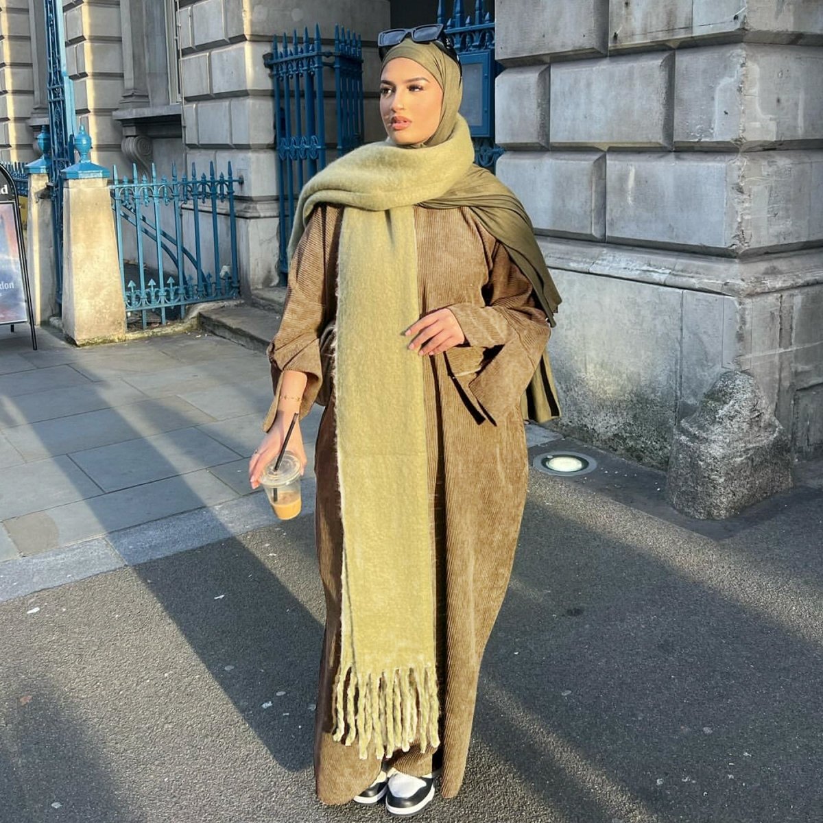 Solid Color Simple Corduroy Abaya | Warm Modest Corduroy Abaya for Autumn or Winter (MA129)