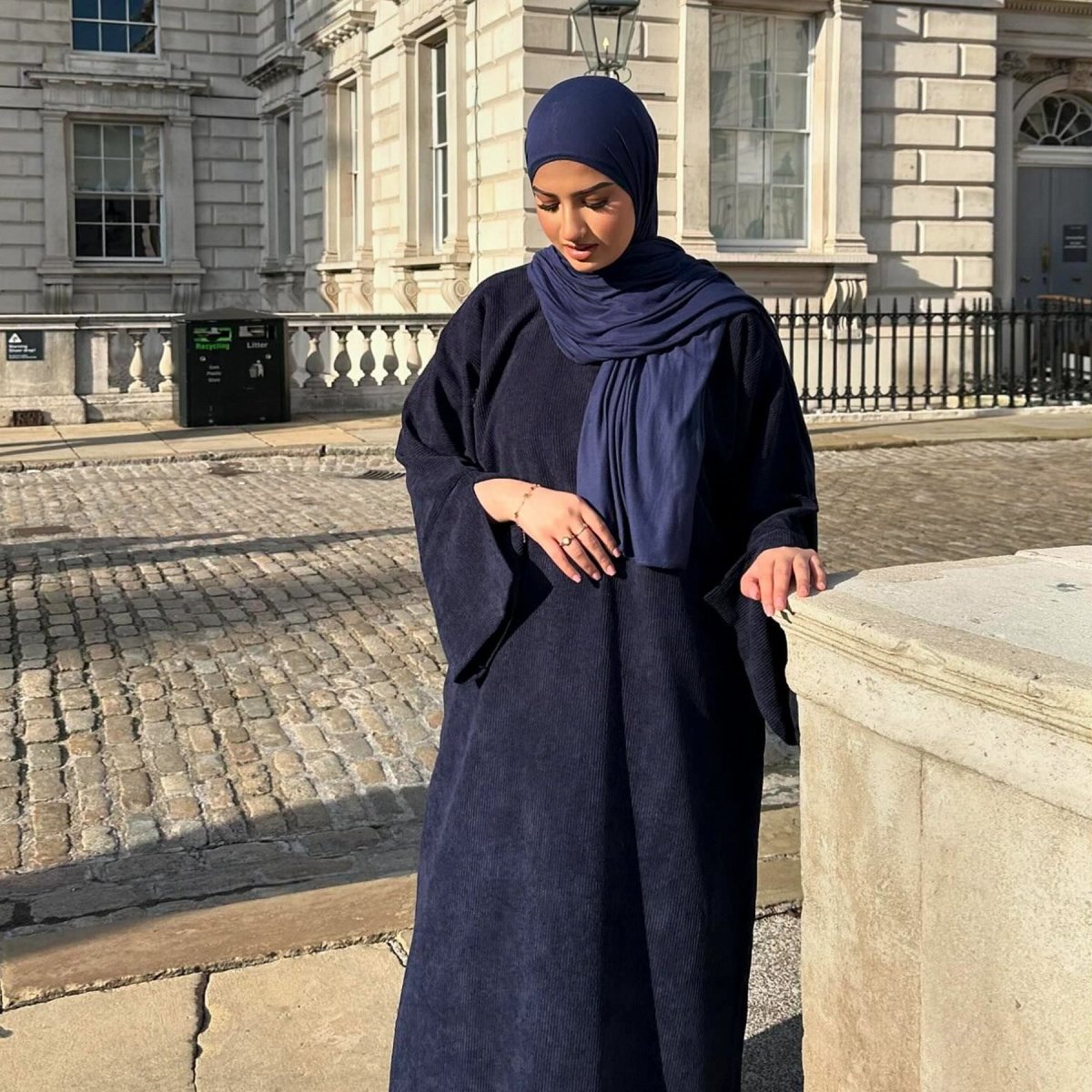 Solid Color Simple Corduroy Abaya | Warm Modest Corduroy Abaya for Autumn or Winter (MA129)
