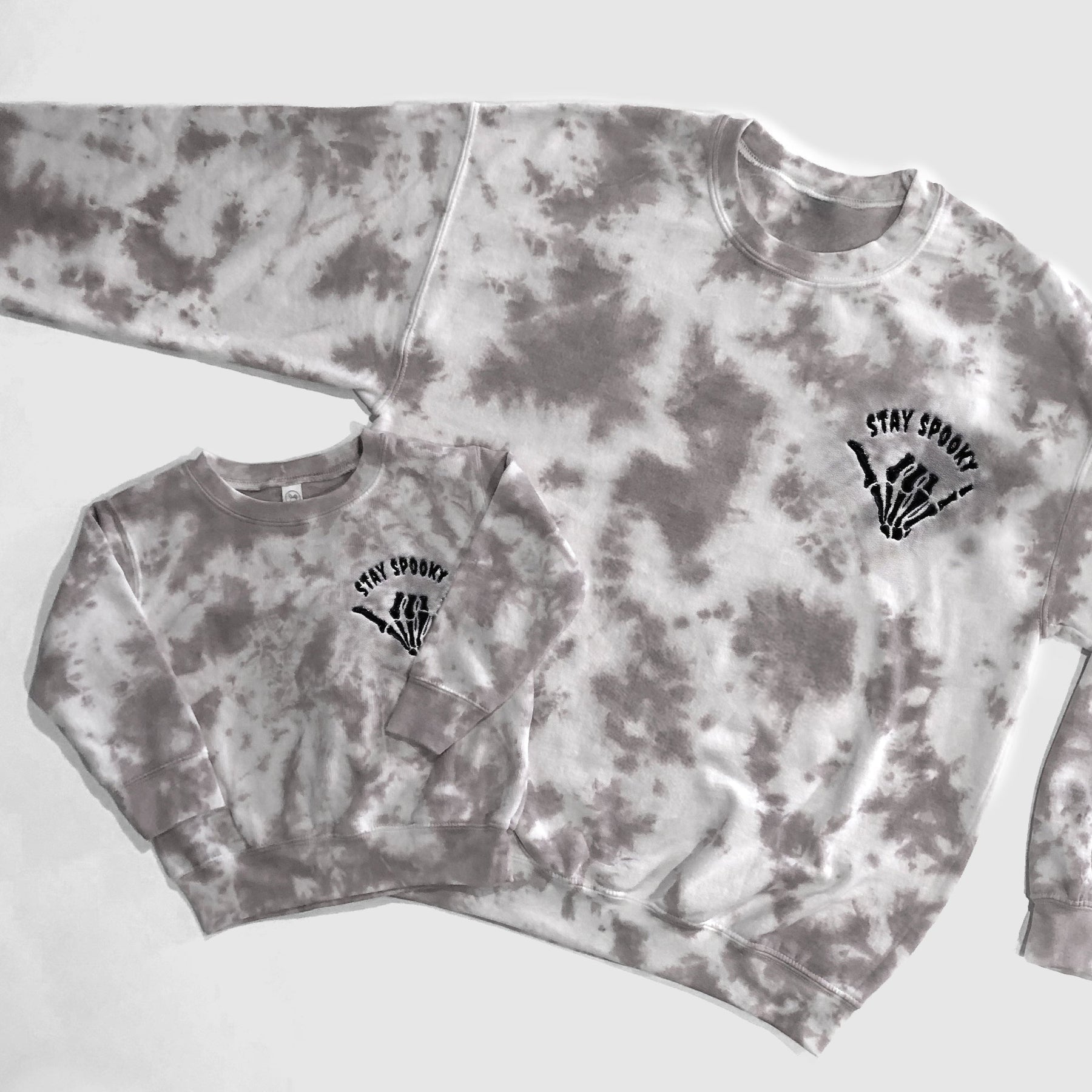 Stay Spooky Tie Dye Embroidered Matching Sweatshirts for Halloween