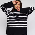Striped Turtleneck Sweater | Oversized Colorblock Pullover(MS252)