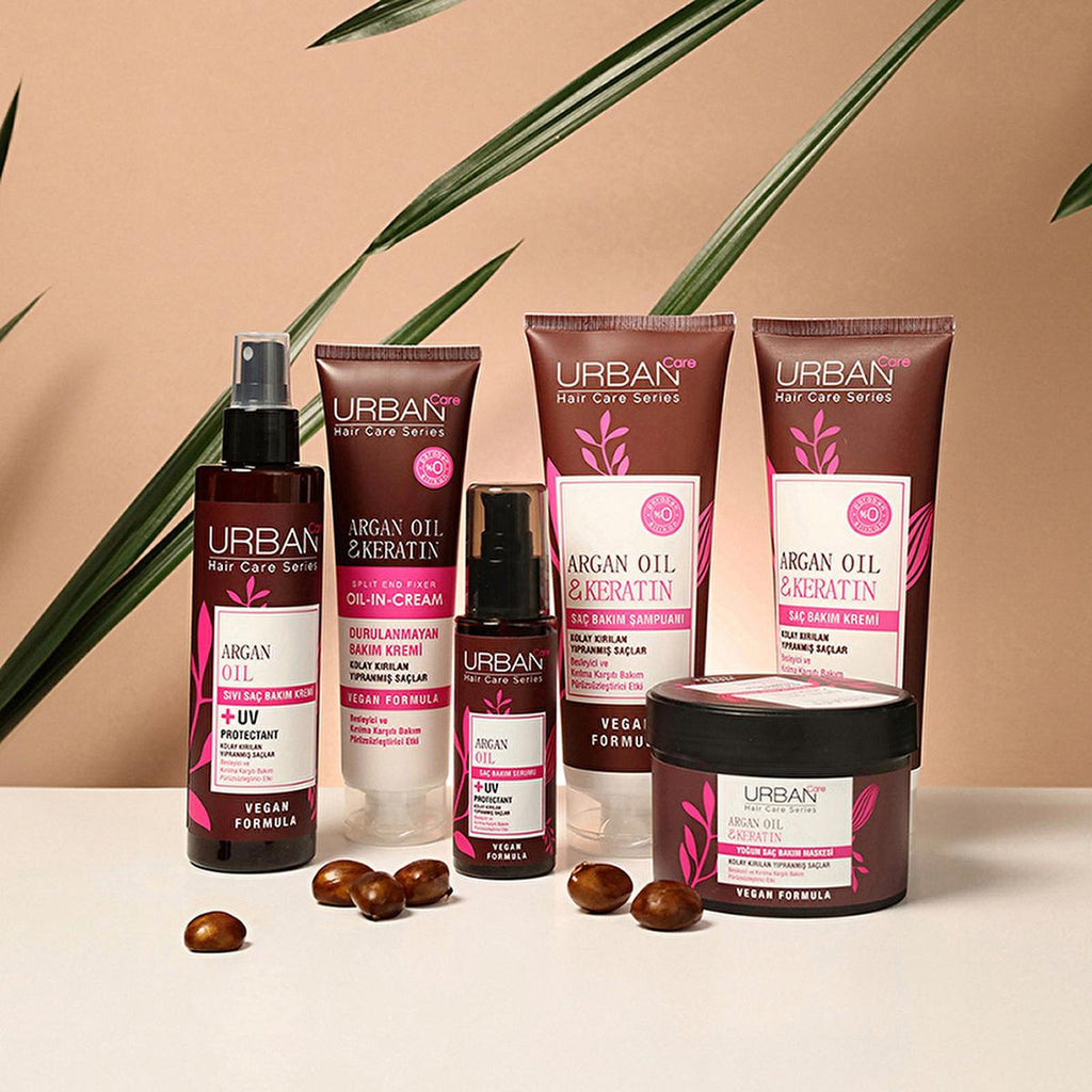 Urban Care Argan Oil & Keratin Anti-Breakage Hair Serum: Repair, Nourish & Strengthen Dry, Damaged Hair - Paraben-Free Leave-In Conditioner