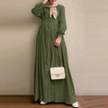 Vintage Button-Front Abaya Dress | Long Sleeve Modest Robe (MA256)
