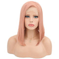 VIP Extensions Rose Pink Straight Bob Synthetic Lace Front Wig, 14", Color 1532 (59)