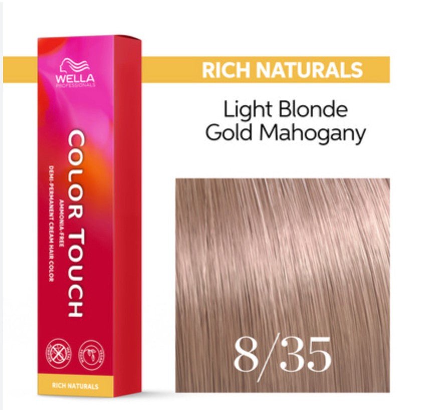 Wella Color Touch Demi-Permanent Color Cream 8/35 Light Blonde, 2 oz