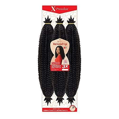 X-Pression Braid Outre Crochet Braids X-Pression Twisted Up 3X Springy Afro Twist 24Inch 2T1B/30k
